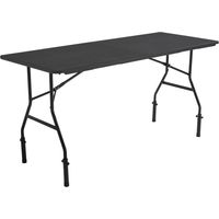 Rekkem – Table pliante extensible noire 180 cm – Réhausses de 74 à 90 cm – Structure en acier époxy – Charge max 150 kg – 8 places assises