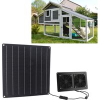 12V 20W Solar-Abluftventilator-Set mit Solarpanel und Steuerschalter für Hühnerstall, Gewächshaus, Tierhaus – ABS, monokristallin, 2200 U/min ± 10 %, 152,6 CFM, zwei integrierte Ventilatoren