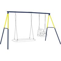 Estructura de Columpio Infantil Metálica para 2 Columpios Carga 150 kg para Asiento de Columpio Nido Azul