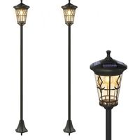 Set di 2 Lampioni Solari da Giardino 1.86m, Lampade Stradali Acciaio Inox
