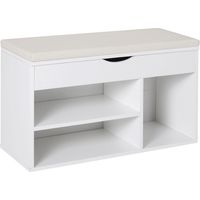 HOMCOM Banco Zapatero con Asiento Zapatero de Entrada Recibidor Moderno con Cajón Estantes Abiertos y 1 Cojín para Pasillo 80x30x47cm