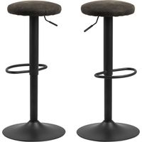 Lot de 2 tabourets de bar pivotants en velours anthracite - HIMIEL