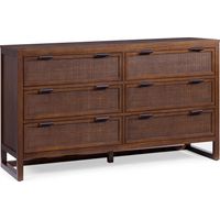 Teamson Home Hatteras Chest of Drawers 6 Drawer Bedroom Dresser, Walnut
