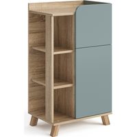 Meuble bas Karen, Bleu-gris, 50 x 90 cm avec porte et tiroir, Vicco
