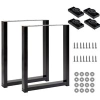Lot de 2 pieds de table en métal pour banc, table industrielle, patins de table, pieds de table pour banc, tables à manger Noir 40x43cm
