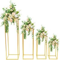 4 supporti per fiori di nozze in oro, design geometrico, vaso di fiori, rettangolari, per feste di nozze, decorazione per la casa, feste, 40 cm, 60 cm, 80 cm, 100 cm di altezza