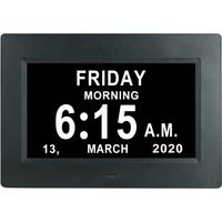 Calendario digitale LCD da 7 pollici con data e ora, orologio non abbreviato, oscuramento automatico, display HD, promemoria in 8 lingue per anziani e bambini con disabilità