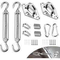 Kit de Fixation M8 Mat de Fixation pour Voile D'ombrage Kit Fixation Voile D'ombrage Acier Inoxydable 304 Fixation Voile D'ombrage Tendeur Voile Ombrage pour Triangle et Carré