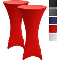 2er Set Beautissu Stella Stehtischhusse Stretch Ø 80cm Rot