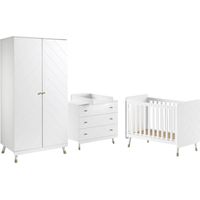 TINY WHITE - Chambre avec lit bébé + table à langer + Armoire 2 Portes