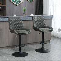 2er-Set Barhocker höhenverstellbar mit Rückenlehne, Küchenhocker Kunstleder Dunkelgrau für Bar und Küche .de