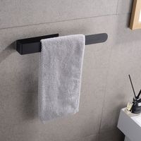 Porte-serviette,Anneau porte-serviettes porte-serviettes adhésif barre de bain 37 cm sans foret en acier inoxydable couleur noir, cintre de bain serviette à main sans perçage Porte-serviette