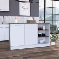 Isla de Cocina Ginger con Almacenamiento Espacioso y Encimera ,90.57 cm X 149.98 cm X 66.97 cm , Multicolor