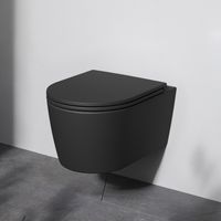 AM.PM Spülrandloses WC Toilette für Gäste-WC Hänge-WC FlashClean aus Keramik Wand-WC CFA1700MBSC Func Wand-WC Schwarz mit Softclosing-Sitzabdeckung