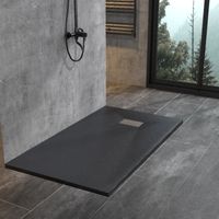 WITEN&NOCK SMC Duschwanne Schwarz Superflach Duschtasse Rutschfest ohne Ablaufgarnitur 160x90cm