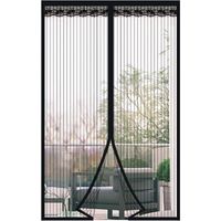Lot de 1 moustiquaire magnétique noire 90 x 200 cm, rideau anti-moustiques à mailles ultra fines pour balcon et chambre