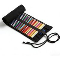 Roll Pencil Holder - 24 Compartments - Canvas Pencil Roll for Coloured Pencils Markers Brushes - Portable Art Supply Organizer for Sketching Painting Colouring - 1 Piece