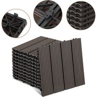 Jiubiaz 55pcs WPC Terrassenfliesen mit Drainage und Klicksystem für Garten Balkon Bodenbelag 30x30cm Dunkelbraun