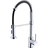 (Galvanoplastie) robinet de cuisine robinet de cuisine avec pulvérisateur télescopique, robinet d'évier de cuisine à col de cygne à arc élevé, robinet en acier inoxydable