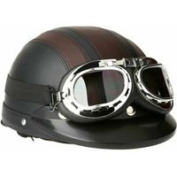 Casco de moto retro vintage con visera UV y lentes antivaho – Circunferencia de la cabeza 54–60 cm – Certificado según la norma EPI