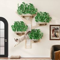Arbre à Chat Mural 155×210 cm – Pin Massif, Plates-Formes, Surface à Gratter – Vert