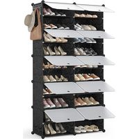 Meuble à Chaussures avec 10 Compartiments pour 40 Paires de Chaussures, Armoire à Chaussures en Plastique, Étagères de Rangement Portable Modulable avec Crochets Latéral pour Entrée/Salon, Mondeer