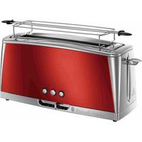 Toaster - RUSSELL HOBBS - Luna Red Solar - Long Slot - 1420 W - Reheat and Defrost Functions