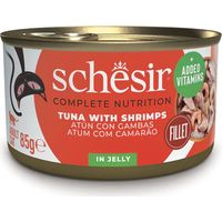 Schesir Atun con Gambas en Gelatina - Comida Humeda Completa para Gatos - 85 g