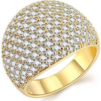 Bague dôme ornée de diamants - Bagues tendance en argent pour femmes - Alliance creuse pour femmes - Bagues imposantes en zircone cubique pour femmes (tailles 5 à 11)