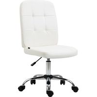 Chaise de bureau blanche, sans accoudoirs, similicuir pivotante, 90-100 cm, minimaliste et élégante