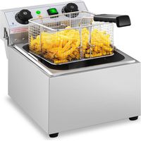 Royal Catering – Friteuse professionnelle 10 L – Puissance 3200 W – Température réglable 50-200 °C – Acier inoxydable – Minuterie jusqu'à 60 min