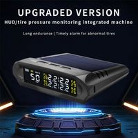 Jeffergarden Affichage tête haute solaire sans fil avec détecteur de pression des pneus, GPS, compteur de vitesse numérique, vitesse, altitude, heure, température, écran LCD, 4 capteurs, fonction alar