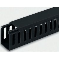 Rs Pro – Goulotte à fentes latérales ouvertes 40mm x 40mm x 2m – PVC noir fermé – Support de câble pour armoire – Normes CSA 82854, UL 94 V-2