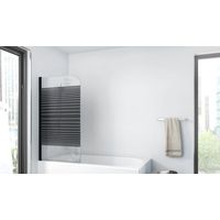 Marwell Badewannenfaltwand Black Lines 75 x 140 cm - matt schwarz - 1-teilig faltbar - Badewannenaufsatz - Duschtrennwand - Duschabtrennung für Badewannen