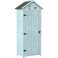 Casetta da Giardino Porta Attrezzi Legno 3 Ripiani Bleu 77x54,2x179cm