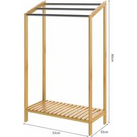 Freestanding bamboo towel rack with steel bars shelf