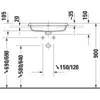 DURAVIT 2396550027 Qatego lavabo encastré 550 mm, brossé