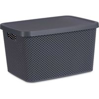 Scatola portaoggetti con coperchio Antracite Plastica (28 x 22 x 39 cm)