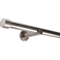 Gardinenstange auf Maß 25mm 1-läufig Edelstahl-optik mit Kappe - Serie Style 230cm