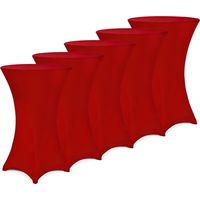 Deuba – Housses de table haute ronde 5 pièces Ø60 cm – Tissu stretch élastique – Lavable 30°C – Renforcement pieds – Rouge bordeaux