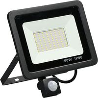 50W Projecteur LED Exterieur Detecteur de Mouvement, IP67 Étanche Spot LED Avec Détecteur, Froid Eclairage Exterieur, Lampe Exterieur pour Jardin Terrasse Entrée - 5000LM 7000K Blanc,1 pièce