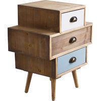 Holzkiste mit 3 farbigen Schubladen 50x35xh49,5 cm Vittoria