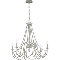 Lampadario Classico Maryville Acciaio Grigio Slavato Legno 6 Luci E14