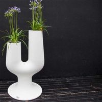 Macetero macetero 2 agarraderas diseño moderno h126cm Cactus - Blanco