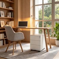 Organiseur de bureau moderne avec armoire de rangement et classeur – rangement bureau, meuble bureau, organisation bureau