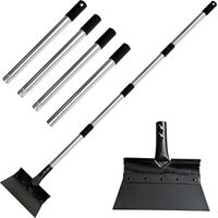 Multifunktionale Gartenschaufel mit 174 cm Teleskopstiel und 4-teiliges Set aus rostfreiem Edelstahl zur Unkraut- und Moosentfernung auf Terrassen und Wegen