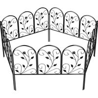 Clôture de Jardin Décorative 5 Panneaux de 80x60 cm pour Animaux Fleurs Patio, Panneaux de Clôture Antirouille, Noir