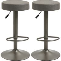 Set 2 Sgabelli da Bar Girevoli con Poggiapiedi e Altezza Regolabile, 35x36x64-85cm, Grigio