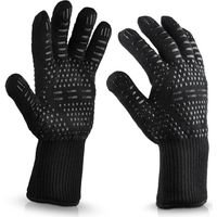 Gants de cuisine, gants de barbecue, gants de sécurité pour barbecue, gants ignifugés en silicone, adaptés à la cuisine, aux grillades, à la pâtisserie, au camping, à la soudure, à la cheminée (1 pair