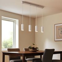 LED Hängeleuchte Pendelleuchte Esstischleuchte 4 flammig Deckenleuchte weiß hängend, Metall Aluminium, 4x 5W 4x 400lm warmweiß, LxBxH 61x6x120 cm